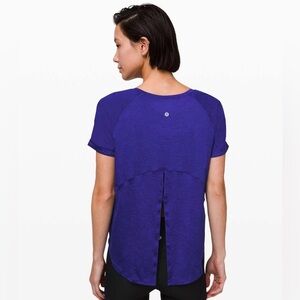 Lululemon Open Up Tie Back Tee in Bright Blue